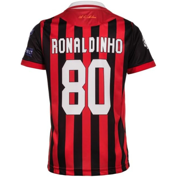 Дитяча футболка Мілана Роналдіньо 80 Без спеціального дизайну Лімітована серія Футбольна футболка Шорти для дітей та підлітків Розмір Домашній 176