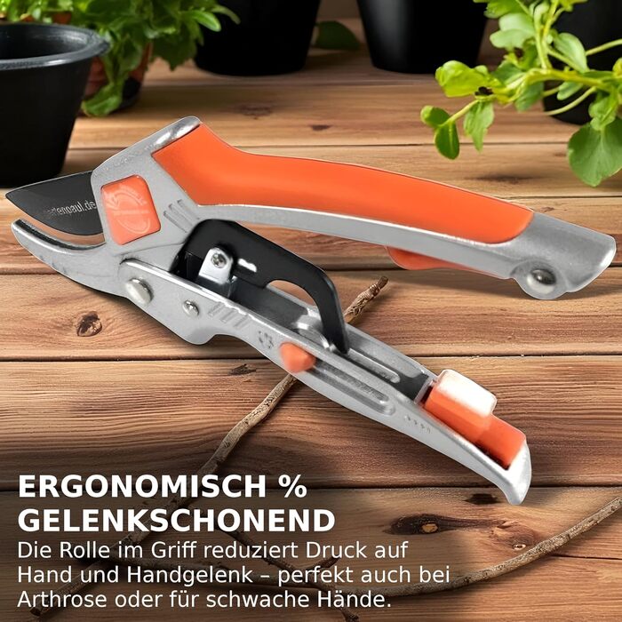 Садові ножиці Ratchet 2.0 з заточкою, включаючи послугу заточування, гібридна тріскачка з ковадлом, з високоякісним лезом SK5, професійні садові інструменти секатор для гілок, ножиці для троянд, ножиці для рослин, ножиці для квітів