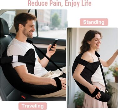 Подушка ротаторної манжети плеча, покращена подушка для підтримки плеча для полегшення симптому замороженого плеча, засіб для догляду після операції на руці, подушка для руки для знеболення при переломі руки, чорна