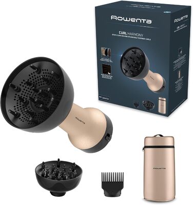 Дифузор для волосся Rowenta Curl Harmony 3-в-1 для кучерявого волосся, ергономічний дизайн, 3 насадки та сумка для зберігання CV7D30E0