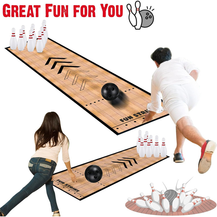 Міні-набір для боулінгу KEAGAN, повна ігрова доріжка для боулінгу, набір для боулінгу в приміщенні/на вулиці, набір для боулінгу з доріжкою для боулінгу, кеглями та кулею, набір для гри в боулінг для спорту, взаємодії та дозвілля