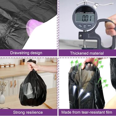 Чорних пакетів для сміття (25 л) зі шнурком, стійких до розривів та протікання, для баків об&39ємом 25-35 літрів, 9 рулонів, 261