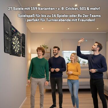 Найкраща спортивна електронна мішень для дартсу Oxford Evolution I зі світлодіодним дисплеєм, включаючи 12 дротиків та 42 запасні наконечники 1-16 гравців 27 ігор - 159 варіацій