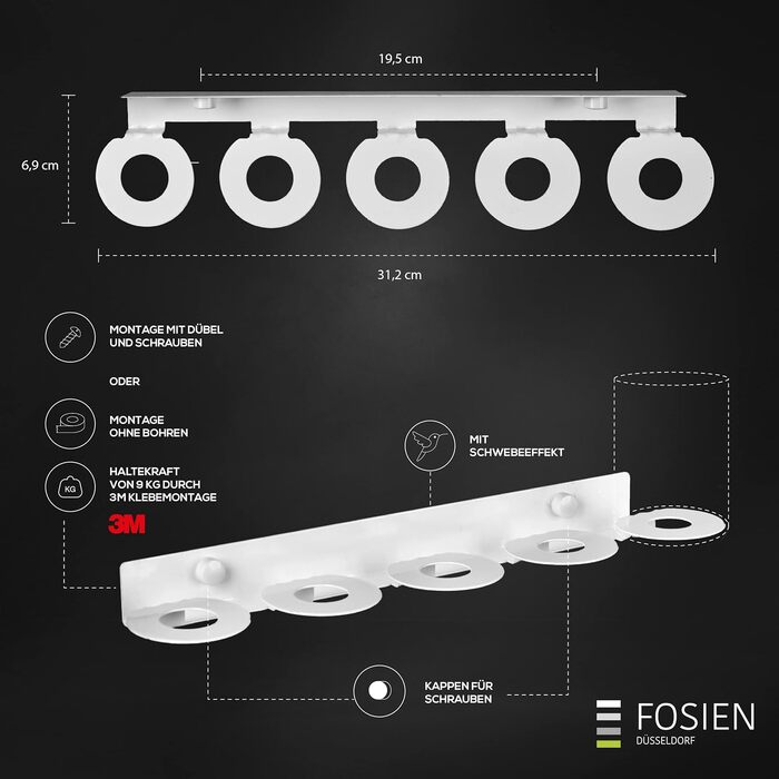 Плаваюча підставка для спецій Just Spices, не потребує свердління - Плаваюча з ефектом плавання, комплект з 2 шт.
