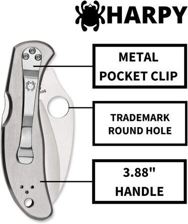 Дорослі, Складаний ніж, Гарпія, Довжина в закритому стані 9.84 см, Тип фіксатор, Сірий, Один розмір, C08S