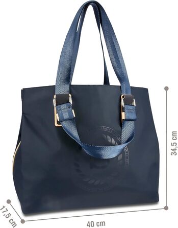 Жіноча сумка для шопінгу нейлонова з кишенею RFID, 39 x 17 x 34 см, синя