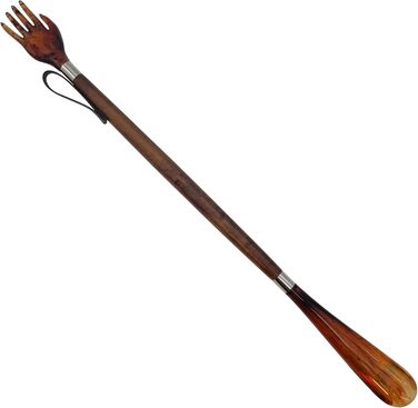 Ювелірний ріжок DELFA 57 см, ріжок для взуття зі скребковою ручкою та стрижнем з коричневого дерева