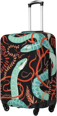 Чохол для валізи Змія та квіти - еластичний захист від подряпин та пилу, чорний, розмір 80