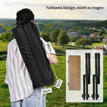 Складаний кемпінговий стіл WOLTU, легкий алюмінієвий складаний стіл, невеликий садовий стіл, регульований по висоті пікніковий стіл, з сумкою для зберігання, вантажопідйомність 50 кг, стіл для балкону або саду, дерев&39яний вигляд