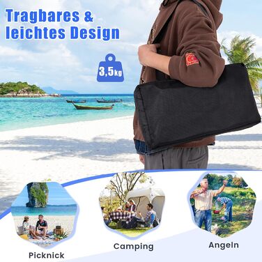 Пляжний намет COSTWAY 230 x 200 см, UPF 50, Сонячний намет з піщаними кріпленнями, мішками з піском та 2 опорними стійками, портативний сонцезахисний навіс, сонцезахисний тент для пляжу, риболовлі, пікніка (синій) 230 x 200 см синій