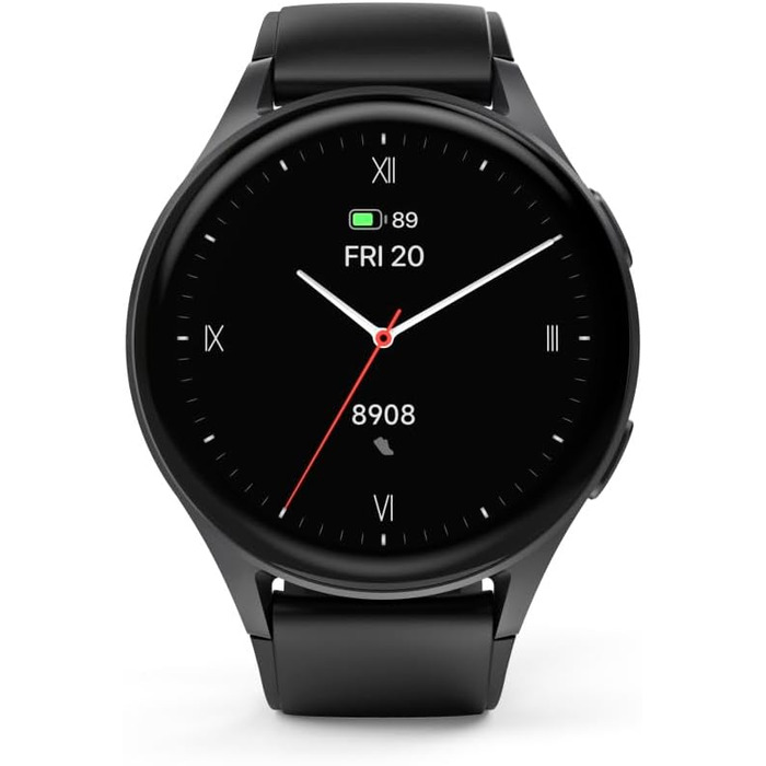 Розумний годинник Hama 8900 з GPS, водонепроникний IP68, функція телефону (сенсорний AMOLED-дисплей, голосове керування, спортивні режими, трекер сну, пульсометр, WhatsApp, годинник для бігу, пульсометр, фітнес-годинник) чорний
