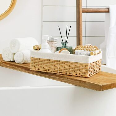 БАБУСЯ КАЖЕ Вузькі кошики для зберігання, кошики для зберігання туалетного паперу з 2 шт. , плетений кошик для зберігання, плетений кошик з полицями, водонепроникні кошики для ванної кімнати, декоративні кошики для пеленального столика - натуральні