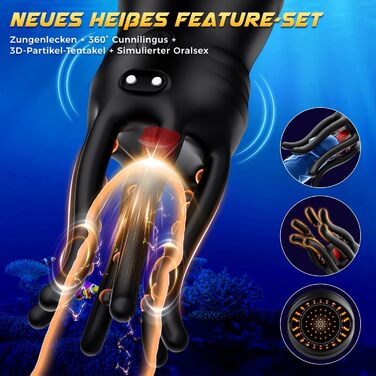 Мастурбатор DVG для чоловіків, чорний, з функцією оральної стимуляції, язичком, 10 режимів вібрації