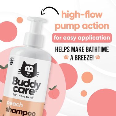 Шампунь для котів Buddycare Peach Шампунь для глибокого очищення Фруктовий аромат з алое вера та вітаміном B5 500 мл