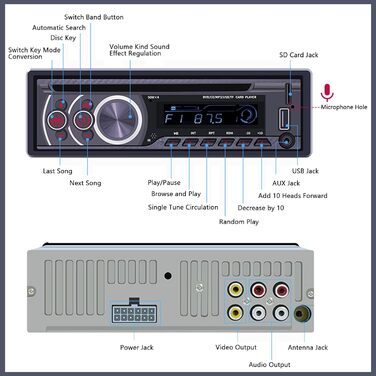 Автомобільна стереосистема Podofo 1 Din CD DVD Bluetooth Handsfree 1Din Автомобільна радіостанція FM USB SD AUX MP3 CD програвач Автомобільна стереосистема з пультом дистанційного керування