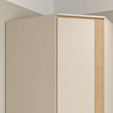 Кутова шафа Forte WEXLIN 90 95, сучасна шафа з дверцятами, дитяча та підліткова кімната, декор під дуб кашемірбежевиймаувелла, 92,2 см завширшки x 193,7 см заввишки x 92,2 см завглибшки