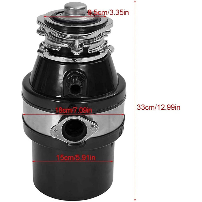 Диспоузер MytaYt MytaYtWaste з бездротовим перемикачем, подрібнювач сміття на 1000 мл безперервної подачі, побутова кухонна утилізація з бризкозахищеним покриттям/функцією захисту від перевантаження