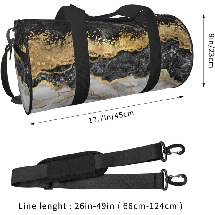 Дорожня сумка Метелики Монарха великої місткості, легка та міцна, ідеальний подарунок для подорожей, відпустки, ділових поїздок та іншого, чорно-біло-золотий мармуровий принт, універсальний розмір