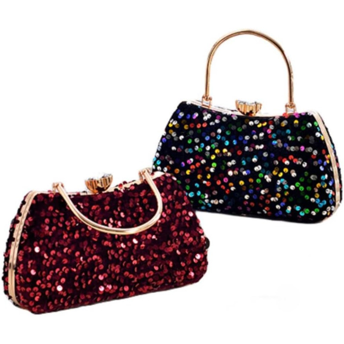 Маленька вечірня сумочка-клатч IAMUHI з паєтками та ручкою, мініатюрна квадратна сумка на ланцюжку через плече, колір Е-бургунді