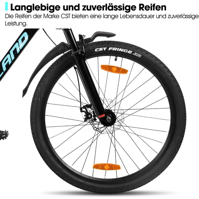 Гірський велосипед HILAND 26/27,5 дюймів для жінок, чоловіків та дорослих, 21-швидкісний гірський велосипед з алюмінієвою рамою, подвійні дискові гальма, гірський велосипед для чоловіків та жінок, чорний/зелений/синій/фіолетовий чорний 27,5 дюймів