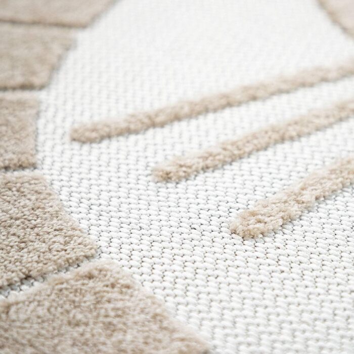 Дитячий килимок Дитяча кімната Килимок для вулиці Круглий ігровий килимок Сучасний 3D ефект, Розмір Ø 120 см Круглий, Колір Бежеви