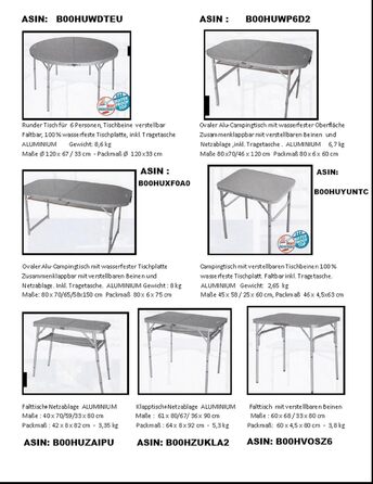 Складаний алюмінієвий кемпінговий стіл - STABIELO - Ширина 40 x 80 Довжина - 32/61 - з регульованими ніжками