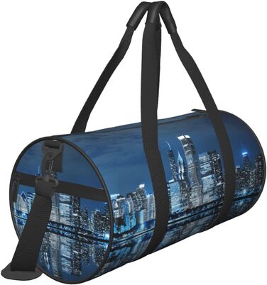 Спортивна сумка для подорожей, стильна міська сумка з нічним малюнком, сумка на нічліг, чорна, універсальний розмір
