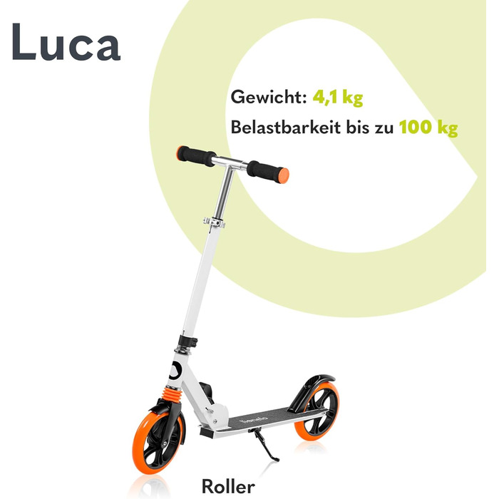 Складаний самокат для дітей і дорослих до 100 кг Регульований і легкий всього 4 кг Міцна конструкція 20-сантиметрові колеса Аморти