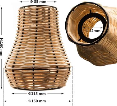 Пара абажурів з ротанга, натуральна плетена лоза, перехідне кільце, підвісний абажур, ротанговий абажур для стельових світильників для вітальні, кухні, спальні, передпокою 2 упаковки