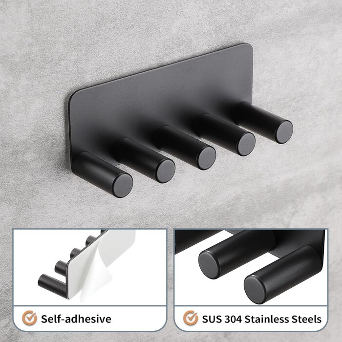 Тримач зубної щітки OETAMS Настінний тримач електричної зубної щітки Без свердління Тримач головки щітки Тримач зубної щітки з нержавіючої сталі Самоклеючий тримач головки зубної щітки чорний