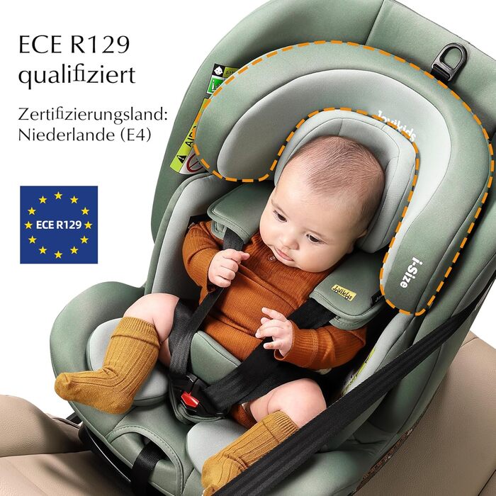 Дитяче автокрісло Jovikids, що повертається на 360 з ISOFIX та положенням для відпочинку, i-Size (ECE R129) 40-150см (0-36кг) Дитя