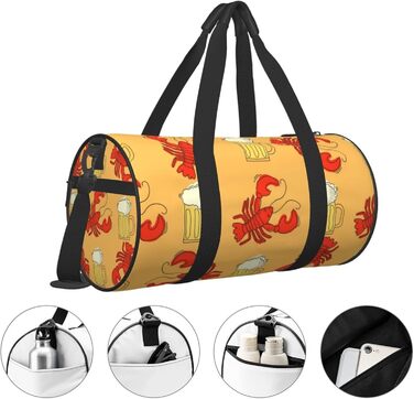 Дорожня сумка-циліндр з принтом пива та лобстерів, спортивна сумка для чоловіків та жінок, сумка-мішок, спортивна сумка