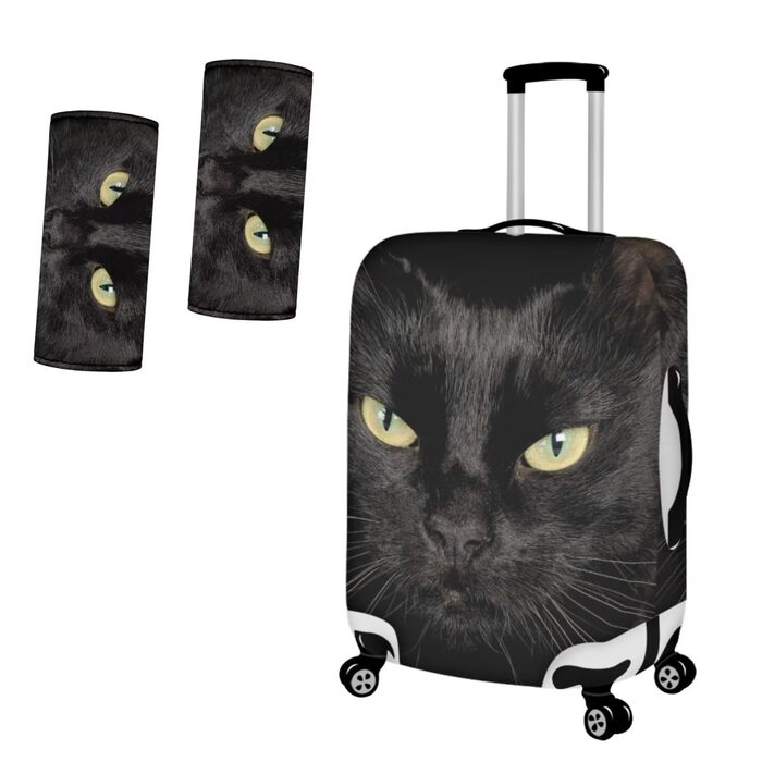 Захисні чохли для валіз, ручка для перенесення, чорний кіт, 90 см, 3