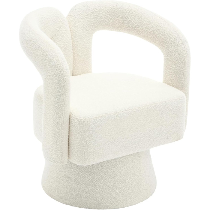 Обертові на 360 градусів акцентні крісла у формі бочки, круглі крісла з широкою оббивкою, крісло з плюшевої тканини для вітальні, спальні, офісу, зали очікування (бежевий)