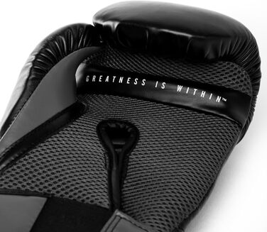 Боксерські рукавички Everlast Elite 2, для боксерського мішка, щитків та спарингу, застібка на липучці, ергономічна рукоятка, розділений піноматеріал оригінальні Everlast ЧОРНИЙ/СІРИЙ 14 унцій