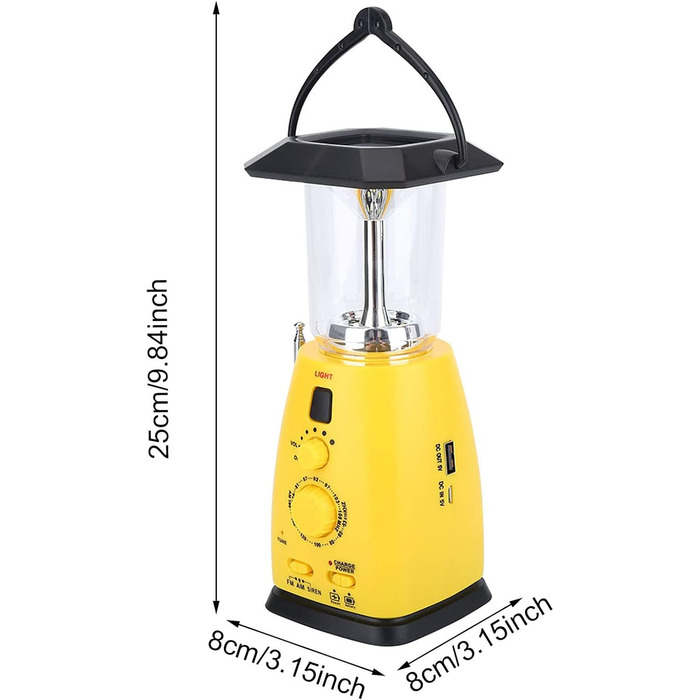 Сонячний кемпінговий ручний ліхтар, світлодіодний кемпінговий ліхтар з рукояткою, портативний аварійний ліхтарик з радіо та USB-кабелем, для відключення електроенергії, походів, риболовлі та аварійних вимикань