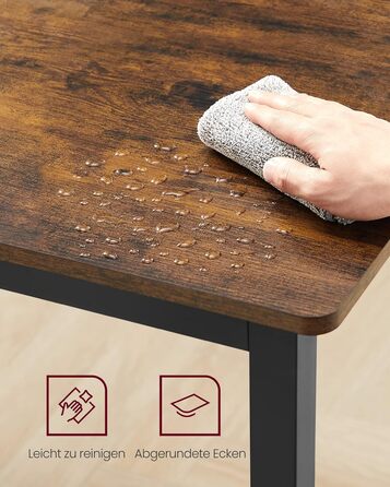 Обідній стіл, Кухонний стіл, 70 x 110 x 77 см, Обідній стіл для 4 осіб, Стіл для вітальні, Письмовий стіл, для їдальні, кухні, Індустріальний дизайн, Вінтажний коричневий-матовий чорний KDT081B01 Вінтажний коричневий матовий чорний 70 x 110 x 77 см 1-пред