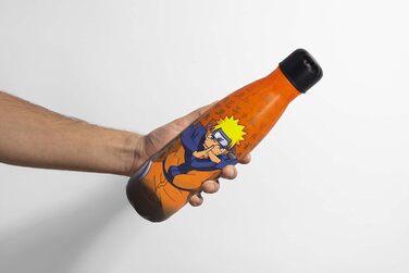 Термос багаторазового використання Naruto, Naruto Shippuden Зберігає напої гарячими або холодними протягом 12 годин для спорту, подорожей, щоденного використання, 500 мл Без BPA Офіційно ліцензований продукт
