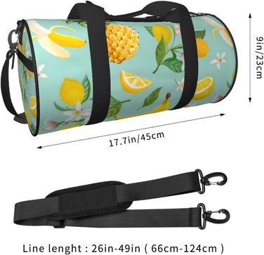 Чоловіча дорожня сумка, дизайн фрукти (лимон, банан, ананас), для коротких поїздок та на вихідні