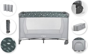 Дитяче ліжечко Momi BELOVE для дітей вагою до 15 кг, Ш65 x Д125 x В78 см (складається 21 x 23 x 80 см), дитяче ліжечко з матрацом, 2 колеса, сумка для транспортування сірого кольору