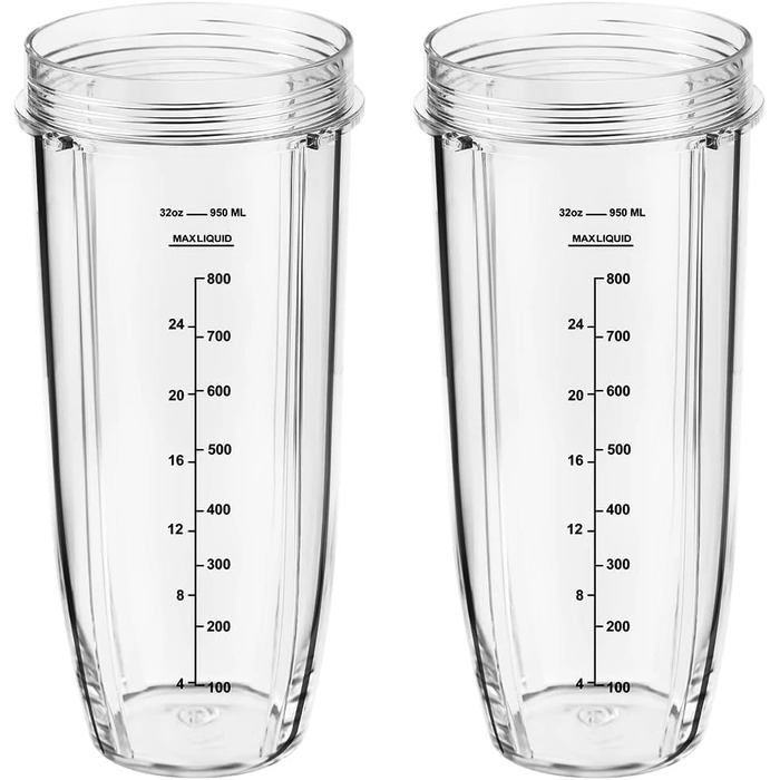 Запасні частини чашки 950 мл, сумісні з кухонним комбайном Ninja Auto iQ BN800EU BN495EU BN750EU BN751, BN801, BL480, BL482, BL642, Foodi SS351, SS401 Запасна частина міксера Ninja 2 упаковки, кружка 950 мл, 2 упаковки