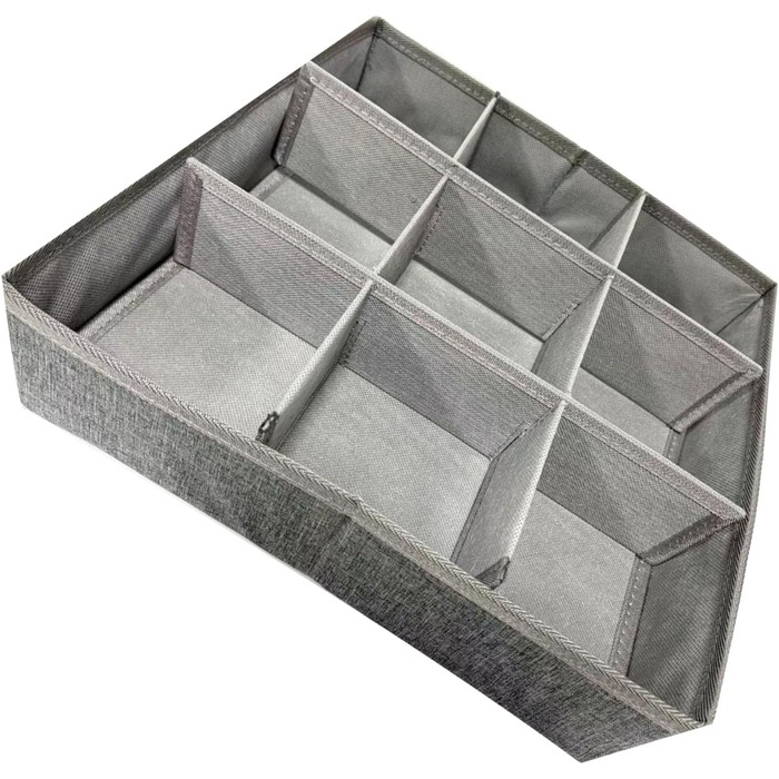 Органайзер для краваток, складний нетканий органайзер з 9 відділеннями для ременів, краваток, шкарпеток, спідньої білизни в шафі (СІРИЙ)