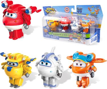 Іграшка-трансформер Super Wings 2 '4 пакети, Суперзаряджений Джет, Донні, Астра, Санні, міні-фігурки літака, іграшковий транспортний засіб, іграшка-трансформер для 3 4 5 6 7 8-річних хлопчиків та дівчаток