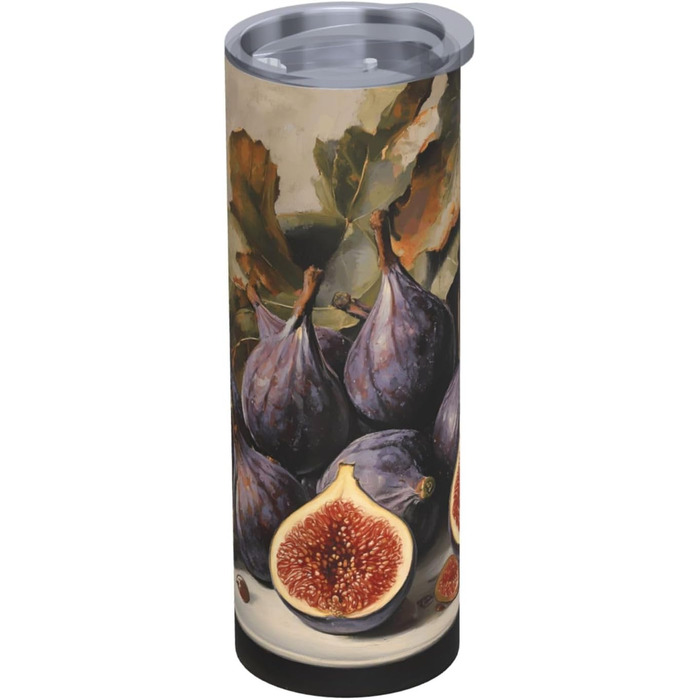 Кружка з прямою трубочкою, 590 мл, принт з інжиром, підходить для кемпінгу, офісу та дому.