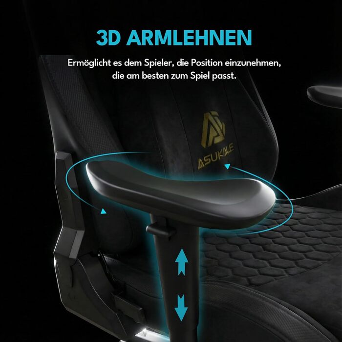 Ігрове крісло, офісне крісло, ергономічне, дихаюче ігрове крісло зі штучної замші, робоче крісло з підставкою для ніг, підголівником та поперековою подушкою, 3D-підлокітники, спинка 90-155, чорний колір