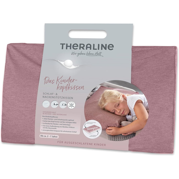 Дитяча подушка Theraline від 2 років, ергономічна подушка для сну та подушка для підтримки шиї, наповнювач з піни з пам'яттю та пе