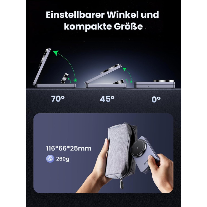 Сертифікована 15 Вт зарядна станція для iPhone, бездротовий зарядний пристрій 3 в 1, сумісний з MagSafe, для iPhone 16,16 Pro, Air