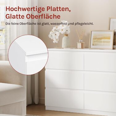 Комод WOLTU з 6 шухлядами, сучасний комод для вітальні, спальні або коридору, виготовлений з інженерної деревини, 100x69x36 см, білий, KMD007ws