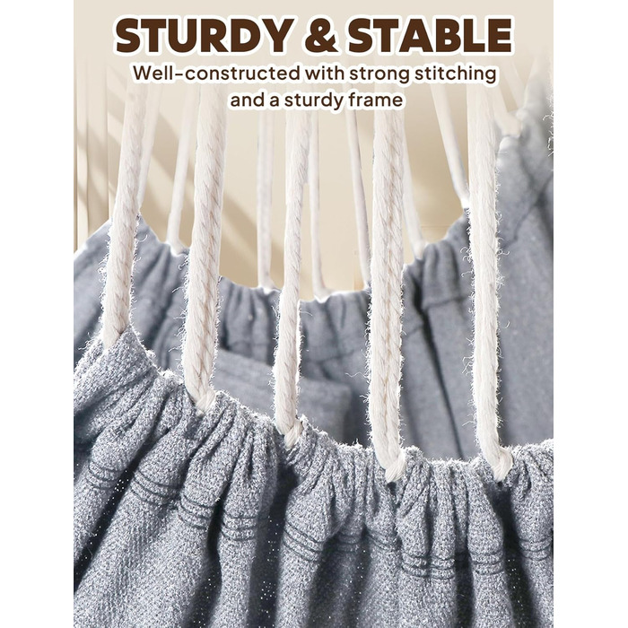 Підвісне крісло Chihee, підвісна гойдалка, 2 подушки сидіння в комплекті, міцні ремені та гачки, легко повісити, підвісне крісло виготовлене з м&39якої бавовняної тканини, бічна кишеня, великий комплект крісел з китицями, зручний комплект крісел для дому/