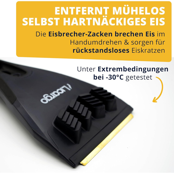 Набір скребків для льоду LICARGO з 2 частин - скребок для льоду з латунним лезом зі 100 переробленого пластику та скребок для льоду автомобіль з мітлою (41 см)